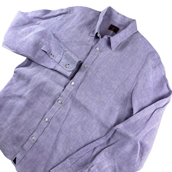 Selegas Other - UNTUCKit Selegas Men's‎ Large Purple Linen Button Down Shirt Long Sleeve Casual